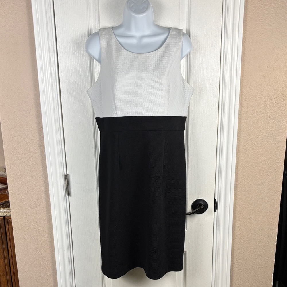Studio One Women's Sleeveless A-Line Black and White Midi Dress Size 10P